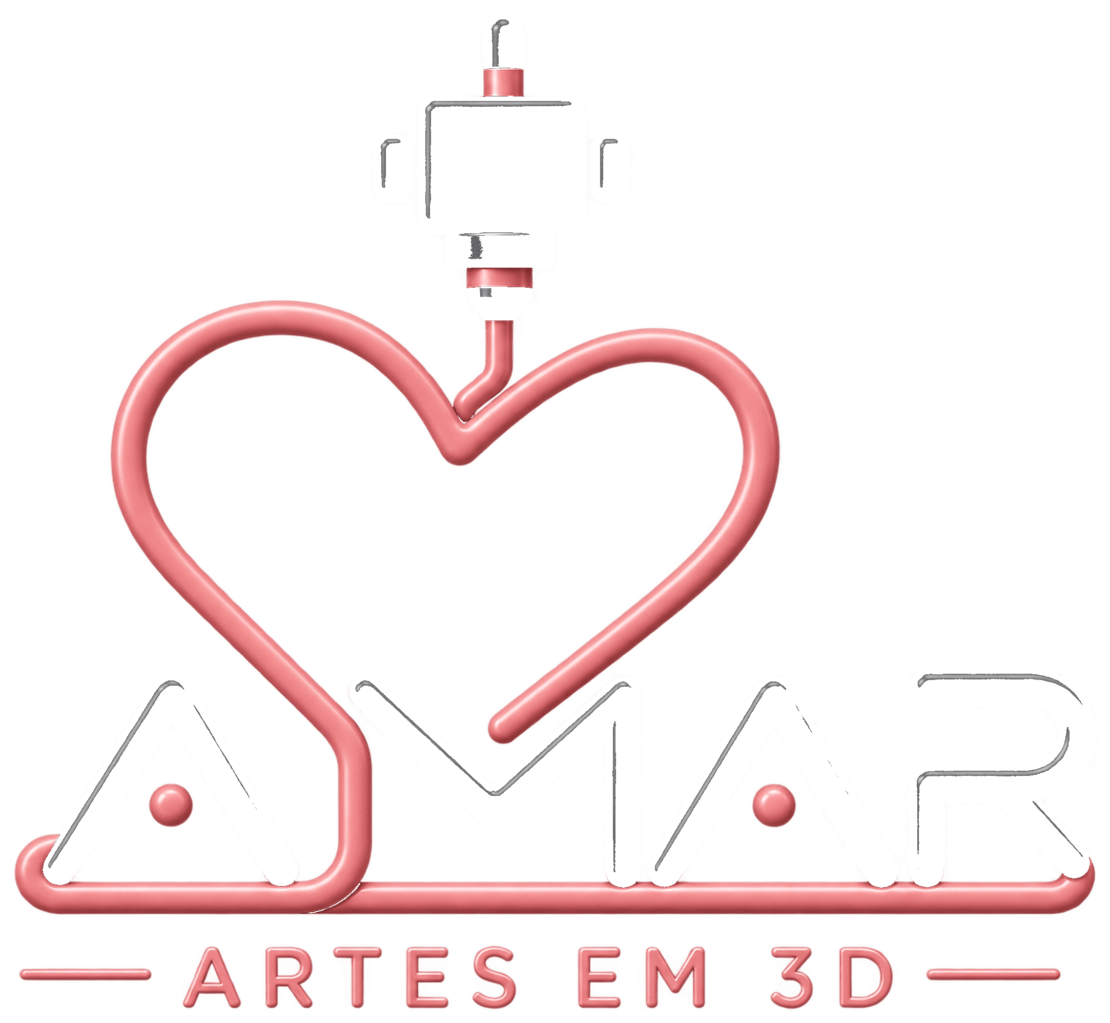 Luminária Coração AMAR produzida em impressão 3D